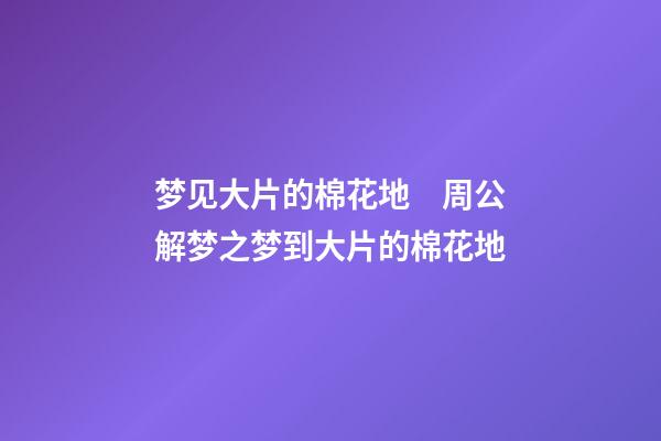 梦见大片的棉花地　周公解梦之梦到大片的棉花地